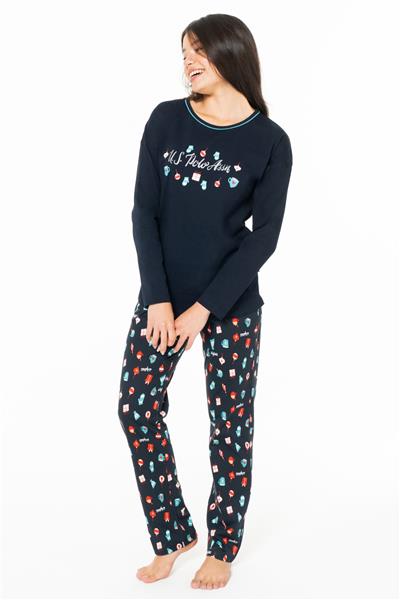 U.s Polo Assn. 20167 Kadın Uzun Kollu Bisiklet Yaka Pijama Takımı-Lacivert