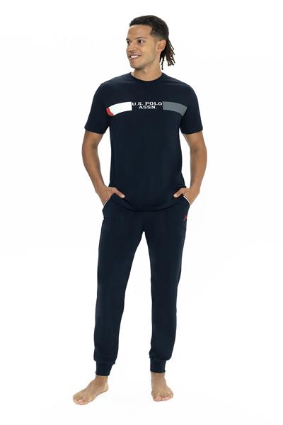 U.s Polo Assn. 18888 Erkek Kısa Kollu Bisiklet Yaka Paçası Lastikli Pijama Takımı-Lacivert