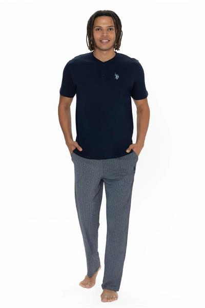 U.s Polo Assn. 18907 Erkek Kısa Kollu Yakası Düğmeli Pijama Takımı-Lacivert