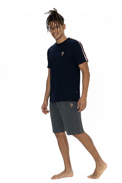 U.s Polo Assn. 18868 Erkek Kısa Kollu Bisiklet Yaka Şortlu Pijama Takımı-Lacivert
