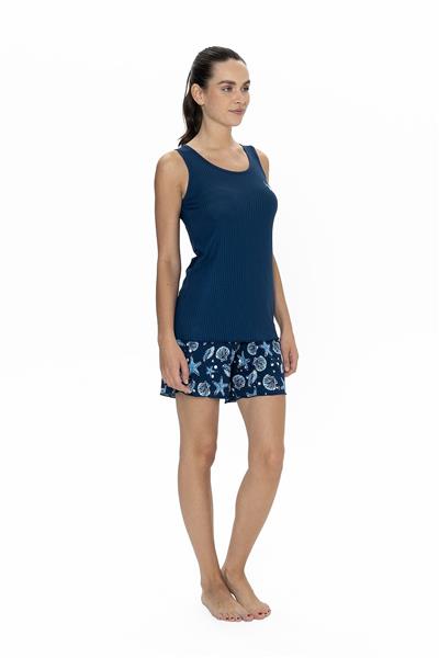 U.s Polo Assn. 20106 Kadın Kalın Askılı Bisiklet Yaka Şortlu Pijama Takımı-Lacivert