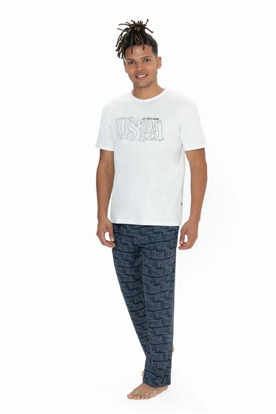 U.s Polo Assn. 18903 Erkek Kısa Kollu Bisiklet Yaka 3lü Pijama Takımı-Ekru