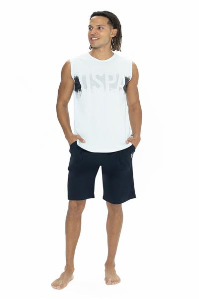 U.s Polo Assn. 18885 Erkek Kolsuz Bisiklet Yaka Şortlu Pijama Takımı-Mavi