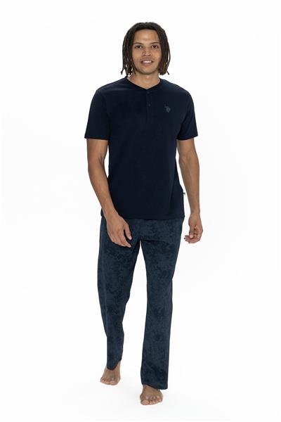 U.s Polo Assn. 18914 Erkek Kısa Kollu Yakası Düğmeli 3lü Pijama Takımı-Lacivert