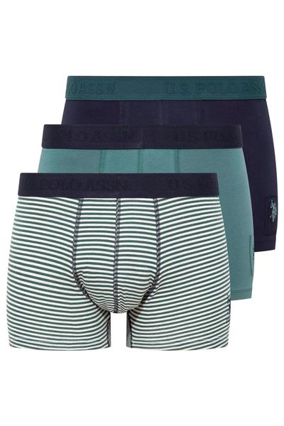 U.s Polo Assn. 80504 Erkek Pamuklu 3lü Boxer-Lacivert&Baskılı&Yeşil