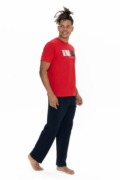U.s Polo Assn. 18899 Erkek Kısa Kollu Bisiklet Yaka Pijama Takımı-Kırmızı