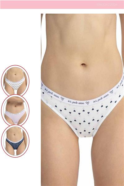 U.s Polo Assn. 66430 Kadın Karışık Desen Pamuklu 3lü Slip Külot-Lila