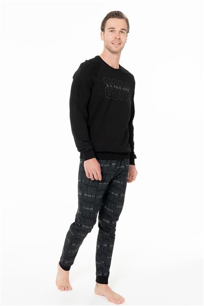 U.s Polo Assn. 18968 Erkek Uzun Kollu Bisiklet Yaka Paçası Bantlı Rahat Ev Giyim-Siyah