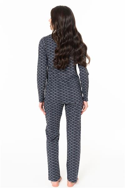 U.s Polo Assn. 20144 Kadın Uzun Kollu Gömlek Pijama Takım-Lacivert