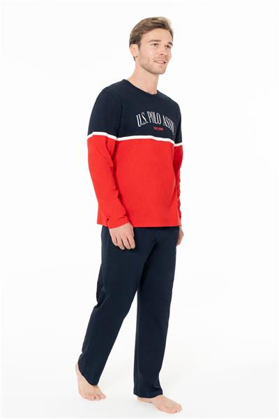 U.s Polo Assn. 18952 Erkek Uzun Kollu Bisiklet Yaka Pijama Takımı-Kırmızı