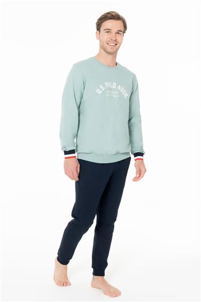 U.s Polo Assn. 18943 Erkek Uzun Kollu Bisiklet Yaka Paçası Bantlı Rahat Ev Giyim-Mint