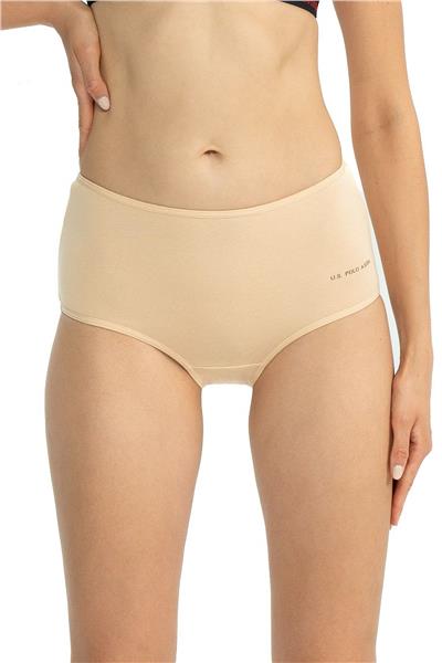 U.s Polo Assn. 67008 Kadın Yüksek Bel Pamuklu 3lü Külot-Siyah&Beyaz&Ten