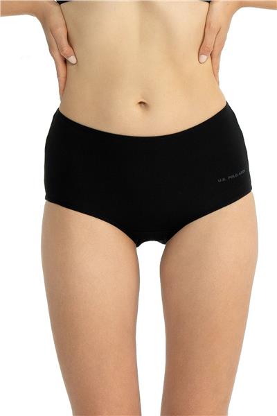 U.s Polo Assn. 67008 Kadın Yüksek Bel Pamuklu 3lü Külot-Siyah&Beyaz&Ten