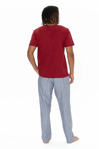 U.s Polo Assn. 18915 Erkek Kısa Kollu Yakası Düğmeli Pijama Takımı-Bordo