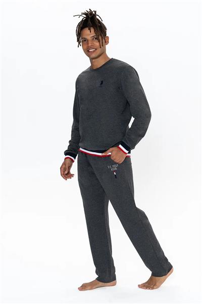 U.s Polo Assn. 18920 Erkek Uzun Kollu Bisiklet Yaka Rahat Ev giyim-Antrasitmelanj