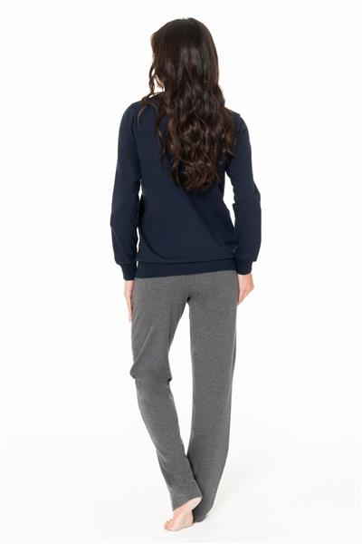 U.s Polo Assn. 20123 Kadın Uzun Kollu Bisiklet Yaka Rahat Ev Giyim-Lacivert