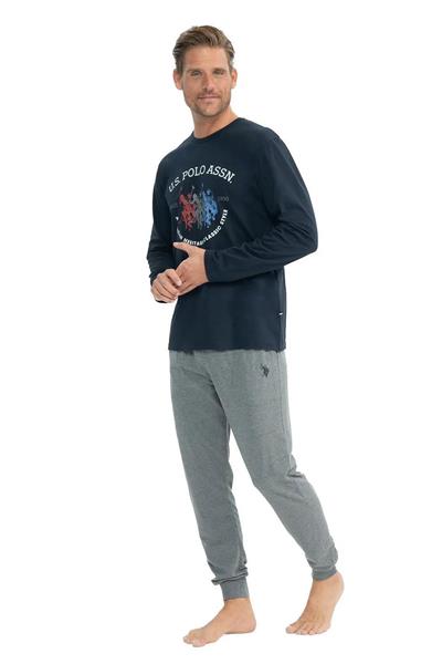 U.s Polo Assn. 18832 Erkek Uzun Kollu Yuvarlak Yaka Paçası Lastikli  Pijama Takımı-Lacivert