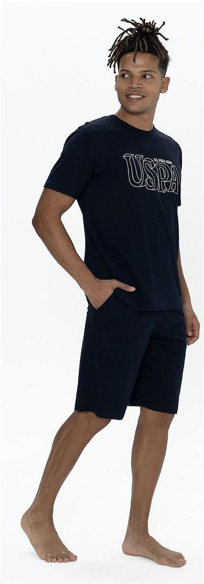 U.s Polo Assn. 18903 Erkek Kısa Kollu Bisiklet Yaka 3lü Pijama Takımı-Lacivert