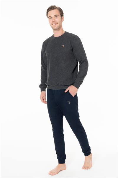 U.s Polo Assn. 18995 Erkek Uzun Kollu Bisiklet Yaka Paçası Bantlı Rahat Ev Giyim-Antrasit