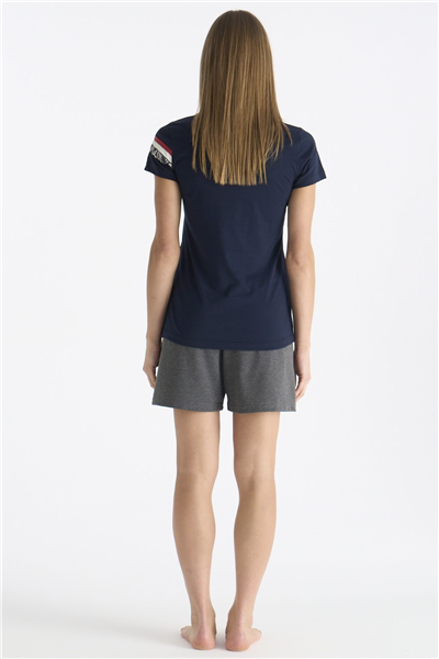 U.s Polo Assn. 20190 Kadın Kısa Kollu Şortlu Pijama Takım-Lacivert