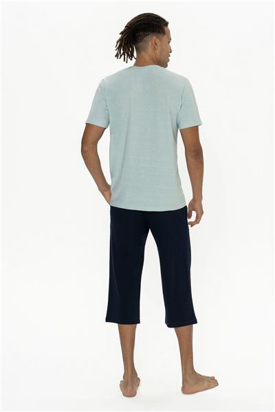 U.s Polo Assn. 18887 Erkek Kısa Kollu Bisiklet Yaka Kapri Pijama Takımı-Mint