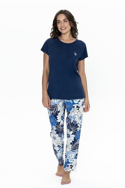 U.s Polo Assn. 20095 Kadın Kısa Kollu Bisiklet Yaka Pijama Takımı-Lacivert