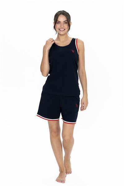 U.s Polo Assn. 20005 Kadın Kalın Askılı Bisiklet Yaka Şortlu Pijama Takımı-Lacivert