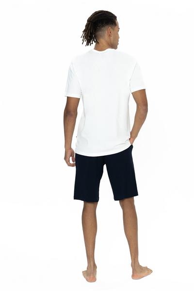 U.s Polo Assn. 18874 Erkek Kısa Kollu Bisiklet Yaka Şortlu Pijama Takımı-Ekru