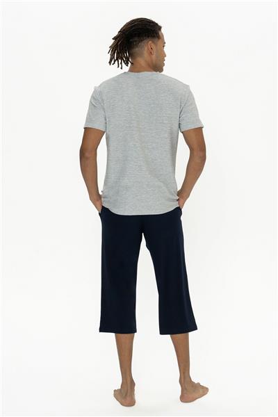 U.s Polo Assn. 18887 Erkek Kısa Kollu Bisiklet Yaka Kapri Pijama Takımı-Gri