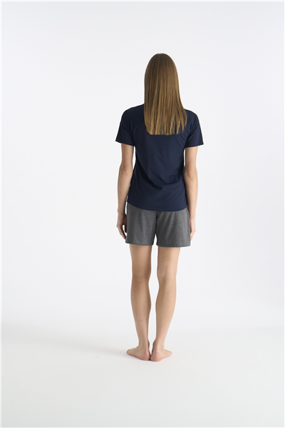 U.s Polo Assn. 20194 Kadın Kısa Kollu Şortlu Pijama Takım-Lacivert