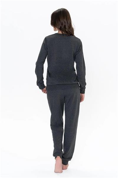 U.s Polo Assn. 20113 Kadın Uzun Kollu Bisiklet Yaka Paçası Lastikli Rahat Ev giyim-Antrasitmelanj