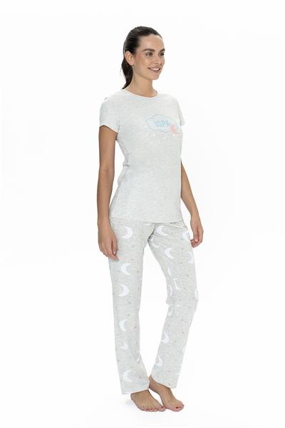 U.s Polo Assn. 20075 Kadın Kısa Kollu Bisiklet Yaka Pijama Takımı-Karmelanj