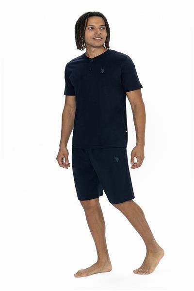 U.s Polo Assn. 18914 Erkek Kısa Kollu Yakası Düğmeli 3lü Pijama Takımı-Lacivert
