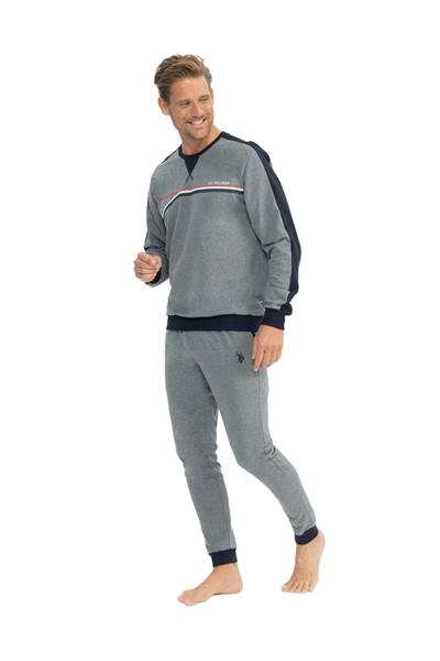 U.s Polo Assn. 18813 Erkek Uzun Kollu Yuvarlak Yaka Paçası Lastikli Rahat Ev Giyim-Antrasitmelanj