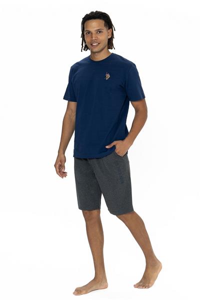 U.s Polo Assn. 18881 Erkek Kısa Kollu Bisiklet Yaka Şortlu Pijama Takımı-Lacivert