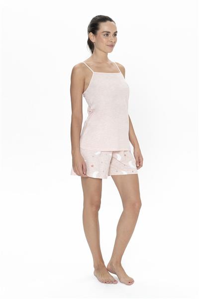 U.s Polo Assn. 20076 Kadın İp Askılı Şortlu Pijama Takım-Pembemelanj