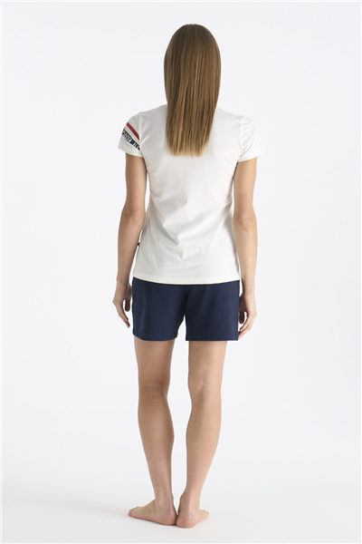 U.s Polo Assn. 20190 Kadın Kısa Kollu Şortlu Pijama Takım-Ekru