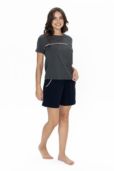 U.s Polo Assn. 20001 Kadın Kısa Kollu Bisiklet Yaka Şortlu Pijama Takımı-Antrasitmelanj