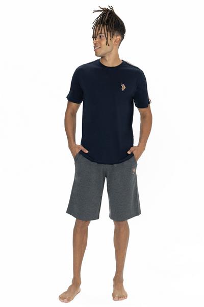 U.s Polo Assn. 18868 Erkek Kısa Kollu Bisiklet Yaka Şortlu Pijama Takımı-Lacivert