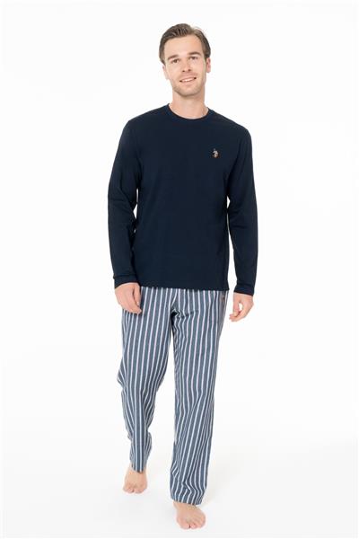 U.s Polo Assn. 18977 Erkek Uzun Kollu Bisiklet Yaka Pijama Takımı-Lacivert