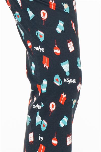 U.s Polo Assn. 20167 Kadın Uzun Kollu Bisiklet Yaka Pijama Takımı-Lacivert