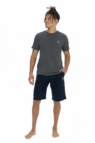 U.s Polo Assn. 18868 Erkek Kısa Kollu Bisiklet Yaka Şortlu Pijama Takımı-Antrasitmelanj