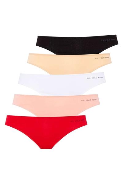 U.s Polo Assn. 67007 Kadın 5li Modal Brazilian Slip Külot-Siyah&Ten&Beyaz&Somon&Kırmızı