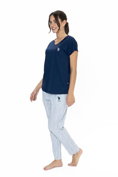 U.s Polo Assn. 20019 Kadın Kısa Kollu V Yaka Pijama Takımı-Lacivert