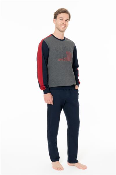 U.s Polo Assn. 18939 Erkek Uzun Kollu Bisiklet Yaka Rahat Ev Giyim-Antrasitmelanj