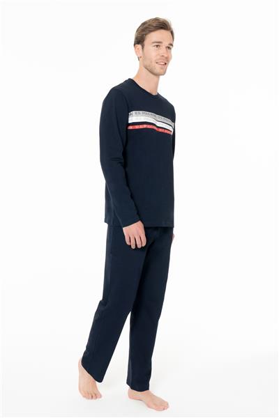 U.s Polo Assn. 18947 Erkek Uzun Kollu Bisiklet Yaka Pijama Takımı-Lacivert