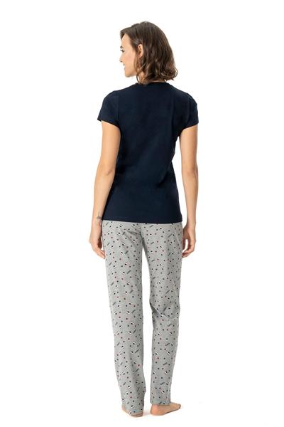 U.s Polo Assn. 17004 Kadın Kısa Kollu V Yaka Pijama Takımı-Lacivert