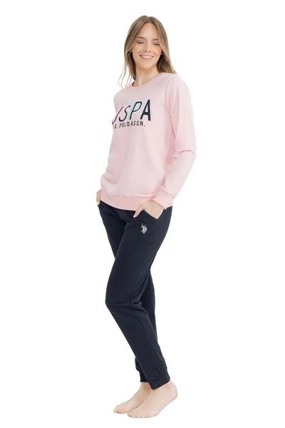 U.s Polo Assn. 17074 Kadın Uzun Kollu Paçası Lastikli Eşofman Takımı-Pembe