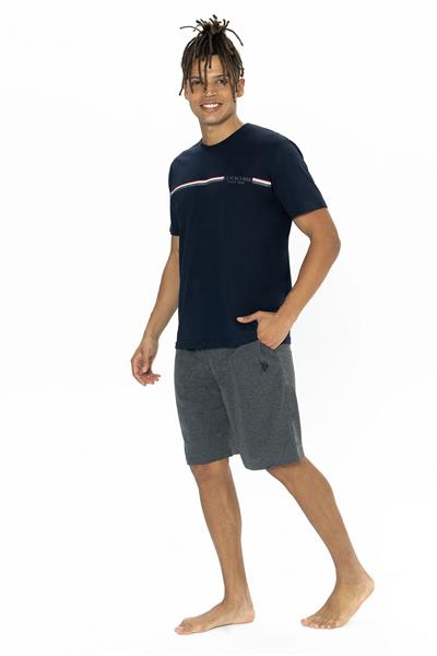 U.s Polo Assn. 18865 Erkek Kısa Kollu Bisiklet Yaka Şortlu Pijama Takımı-Lacivert