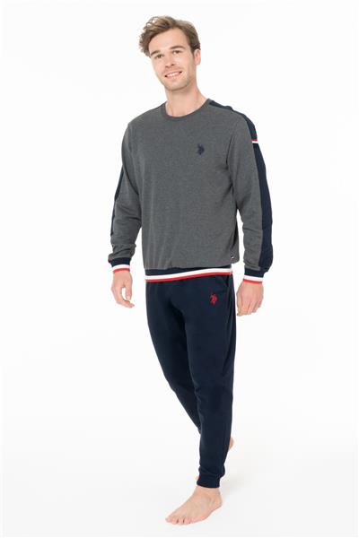 U.s Polo Assn. 18931 Erkek Uzun Kollu Bisiklet Yaka Paçası Bantlı Rahat Ev Giyim-Antrasitmelanj